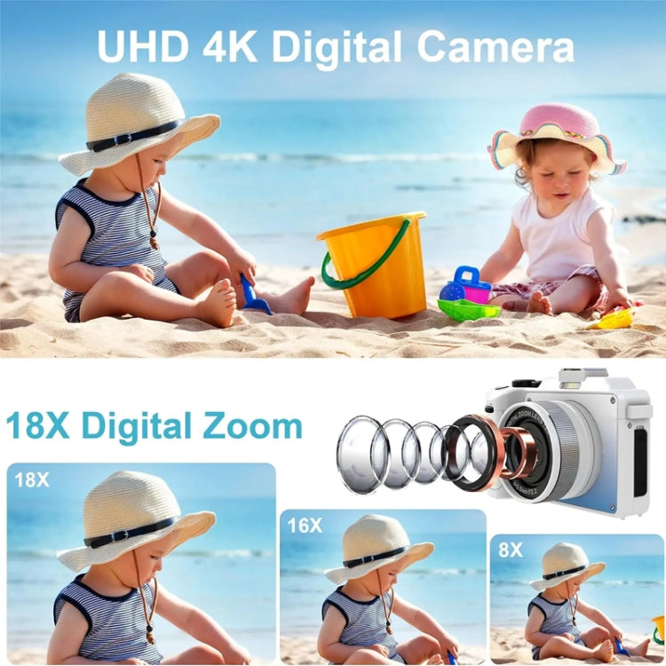 3-Inch Display Digital Camera Dual Front And Rear Cameras 48MP, 18x Digital Zoom 4K HD Camcorder, White, Black 3-Inch Display Digital Camera Dual Front And Rear Cameras 48MP, 18x Digital Zoom 4K HD Camcorder, White, Black